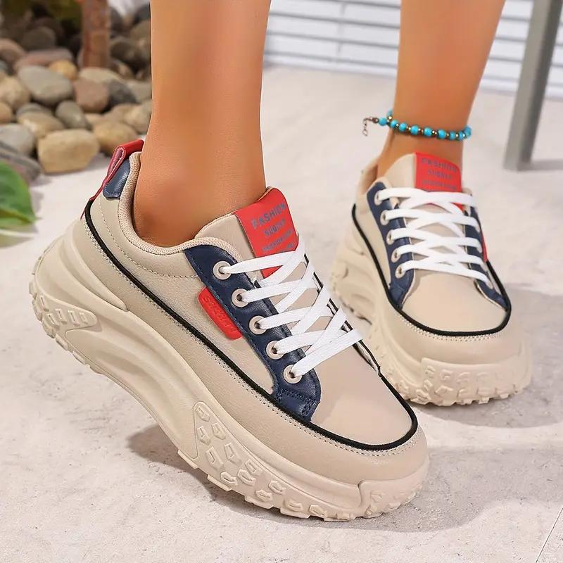 Nye 2025 Lærsko Damesko Sommermote Studenter Fritidssko Tykk Såle Sport Kvinnelige Platformsko