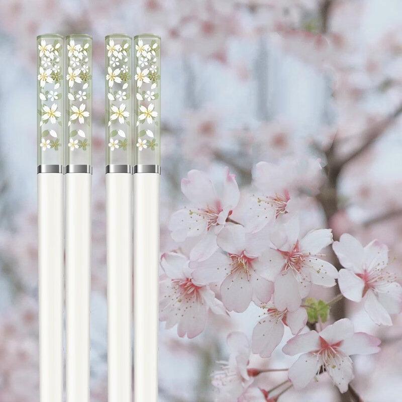 Abay Amber Cherry Blossom Alloy Chopsticks Set