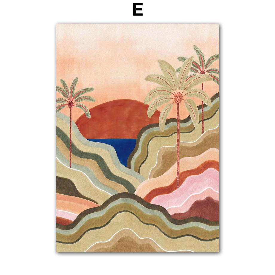 Akvarell Tropiskt Träd Giraff Elefant Boho Abstrakt Affischer Och Tryck Väggkonst Canvas Målning Bild Baby Barnrum Dekor