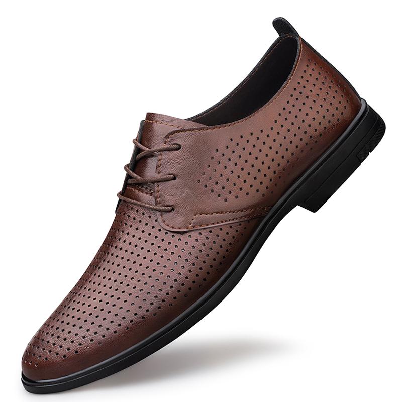 Handmade Casual Leather Business Shoes Mens Formal Oxford Office Shoes Fashion Lace-up Casual Flat Designer Shoes