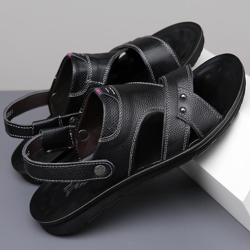 

Men s Soft Bottom Sandals Casual Beach Shoes Anti-slip Wear-resistant Dad Slippers Breathable Waterproof PVC Material 38 чёрный