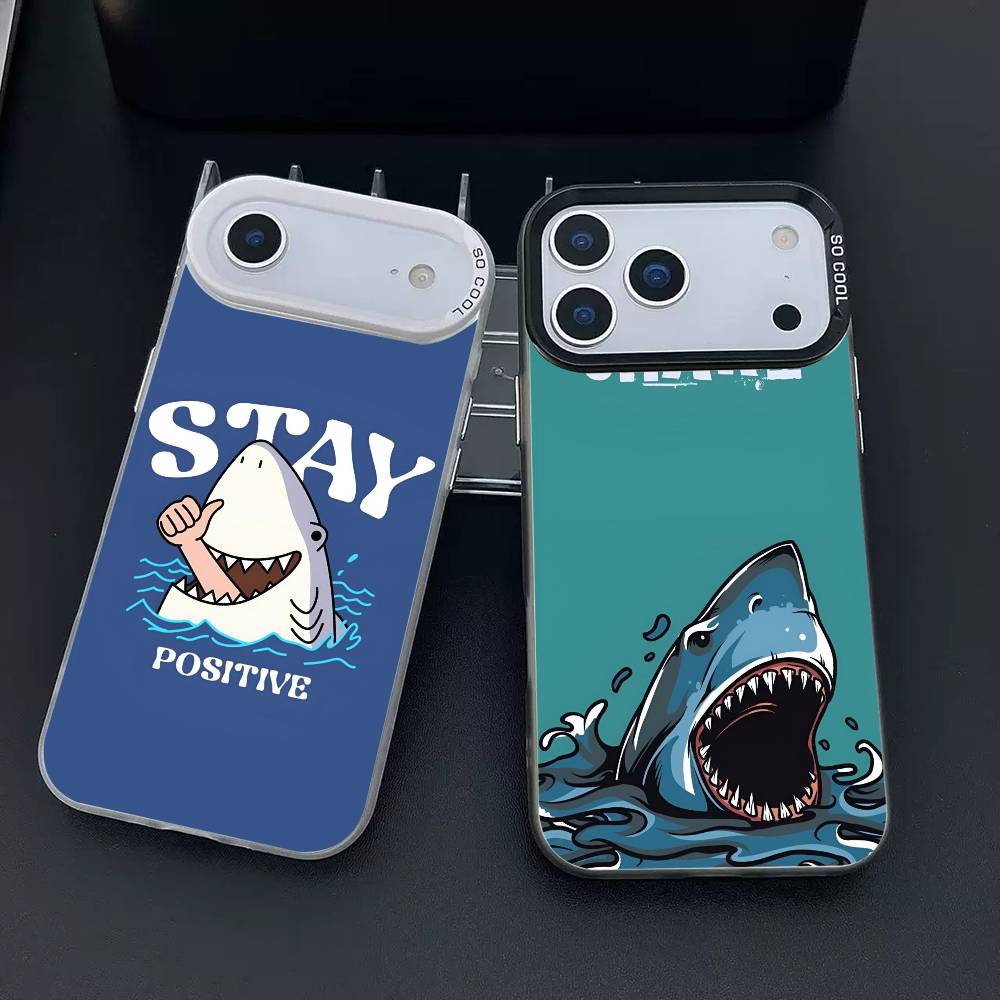 Shark Phone Case for iPhone 17 17Air 16 15 14 13 12 11 Pro Max Plus Colorful Silver