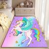 Colorful Unicorn with Wings and Rainbow Design - Non-slip Rug Suitable for Living Room and Bedroom Sofas