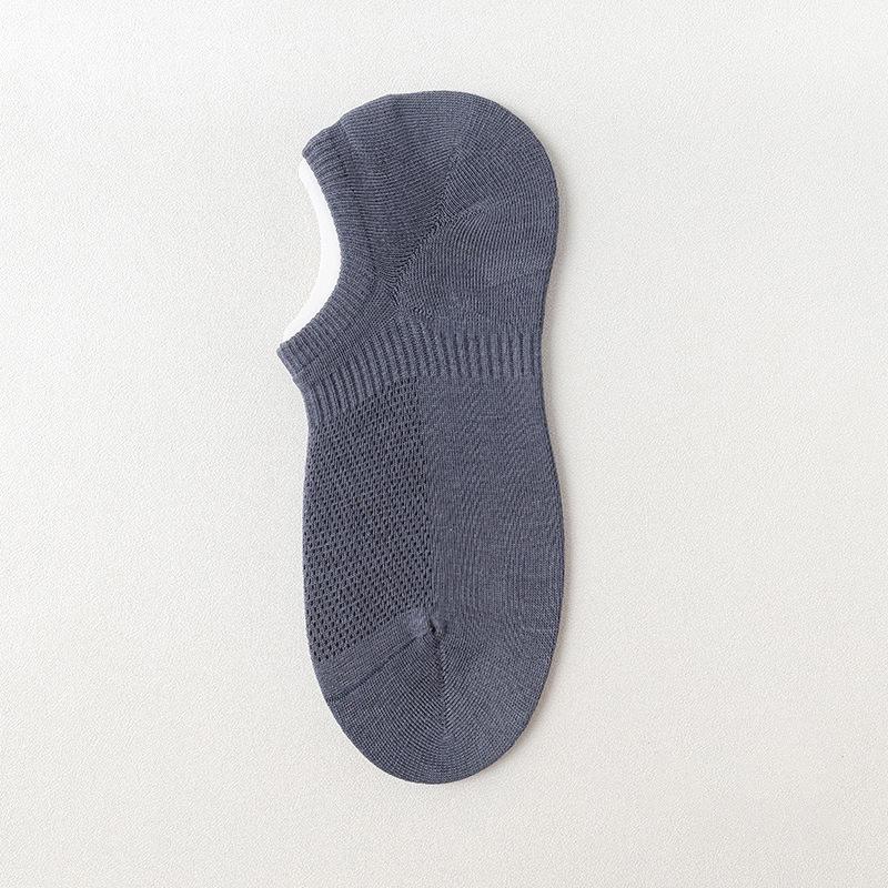Men's Summer Mesh Breathable Cotton No-Slip Heel-Less Low-Cut Invisible Socks