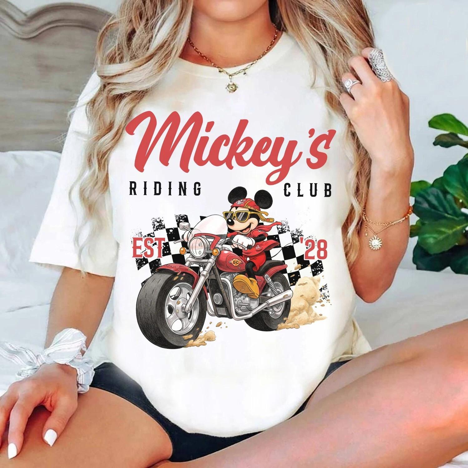 Vintage Disney Mickey Mouse Motorcycle Riding Club Unisex Adult Kid Tee M