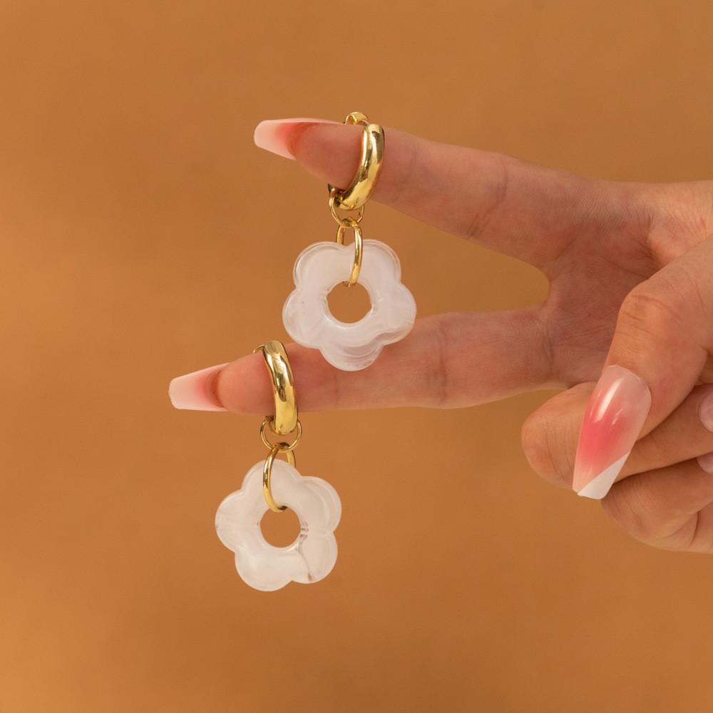 Flower Stylish Resin Earrings Modern Geometric Design Perfect For Snap Street