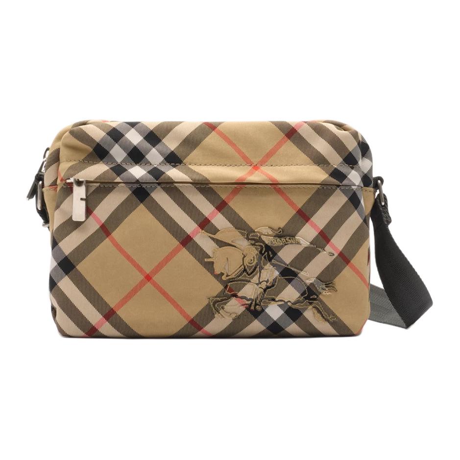 Burberry Classic Check Adjustable Strap Zipper Closure Polyester And Polyurethane Crossbody Bag Small Men bags Beige 81188331