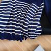 Autumn and Winter New Lazy Wind Striped Polo Knitted Sweater Gentle Wind Long-sleeved Top Women's Clothing