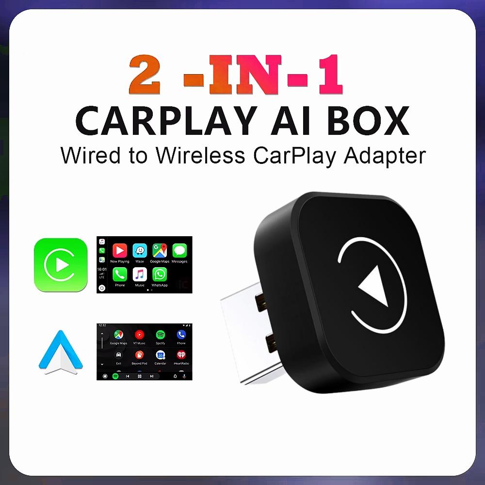 

2 in1 Wired to Wireless CarPlay Adapter Plug & Plug Auto Connect Converts For Wired Cars Compatible CarPlay & Android AUTO Phone
