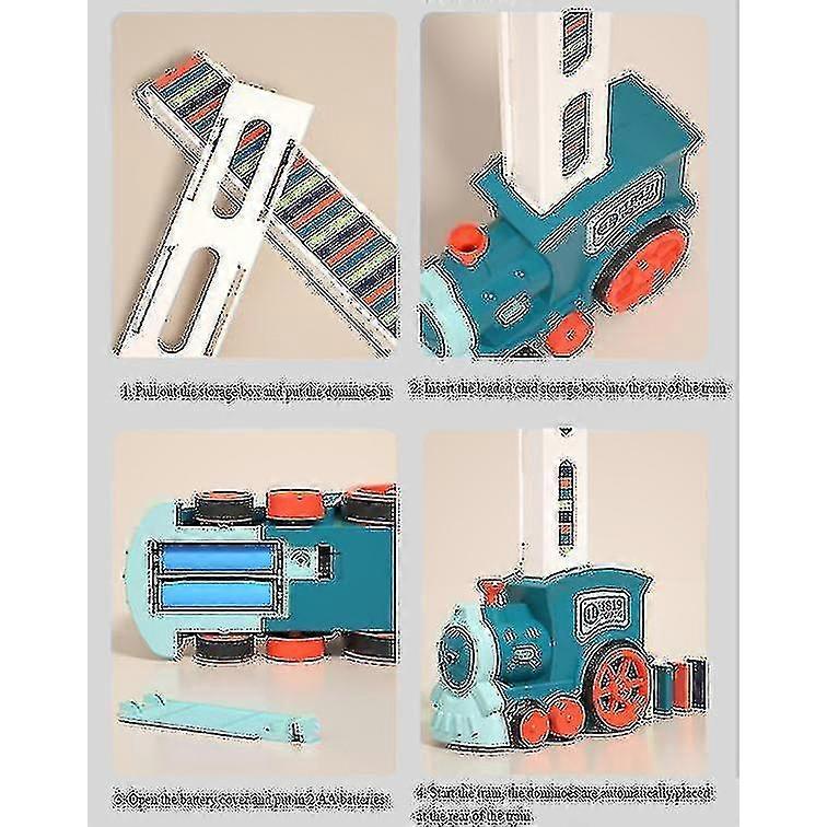 Domino Toy 60 Piece Electric Automatic Domino Train Building Blocks Set Multi-color Option