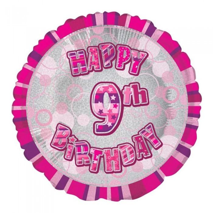 Unique Party Happy 9th Birthday Glitz Foil Balloon