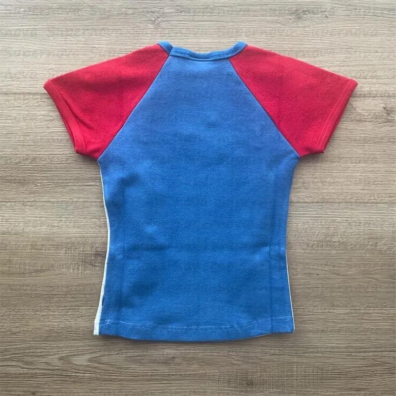 T-shirt personnalisé Y2K rétro Street style européen et américain sexy épicé fille femme lettre brodée haut nombril ouvert