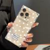 Square Back Tube Protection Clear Case For iPhone 15 Plus 12 16 ProMax 14 Pro Max 11 13 Anti-Oxygen,White Polka Dots Pattern Casing