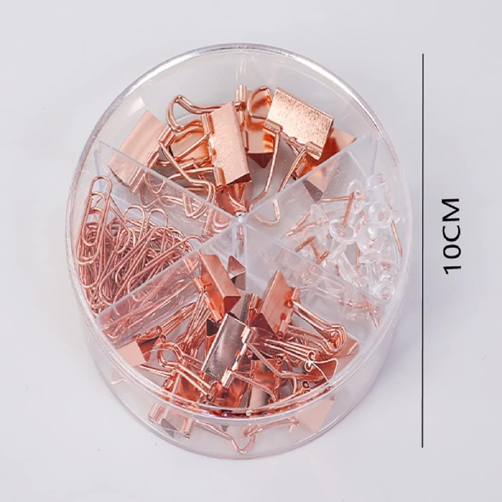 72 Pcs Gold Push P Paper Clips Binder Clips Tacks,4 Styles Office Supplies Set with Box for Office School Home Office Binder Supplies