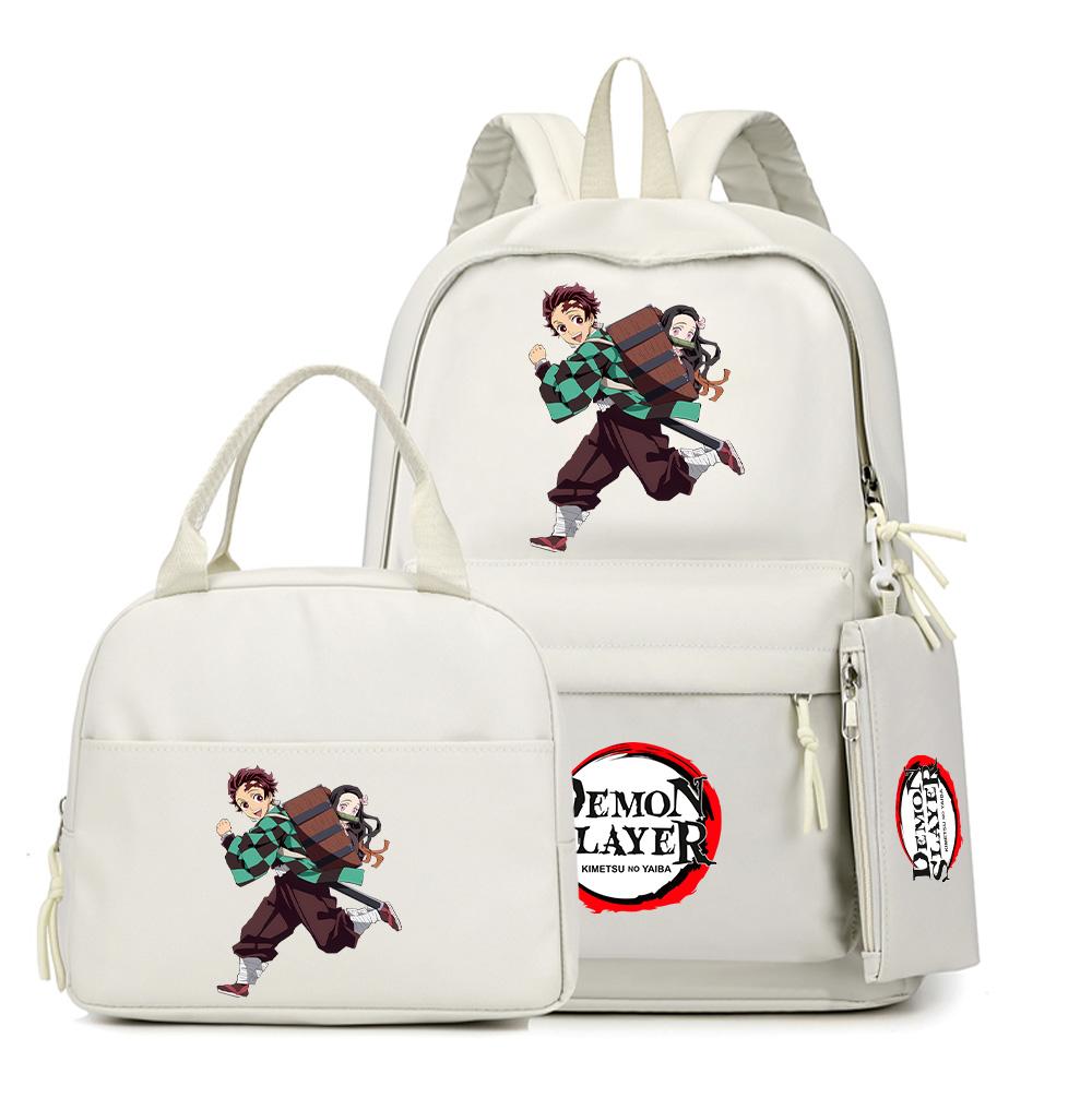 

3Pcs/set Anime Demon Slayer Printed Backpack Lunch Bag Pencil Case for Children Student Schoolbag Large Capacity Waterproof Travel Bag