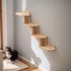 Cat Four Steps Stairway Wall Mounted Wooden Stairs Ladder Climber Shelf Perch for Scratching, Climbing, Jumping and Relaxing
