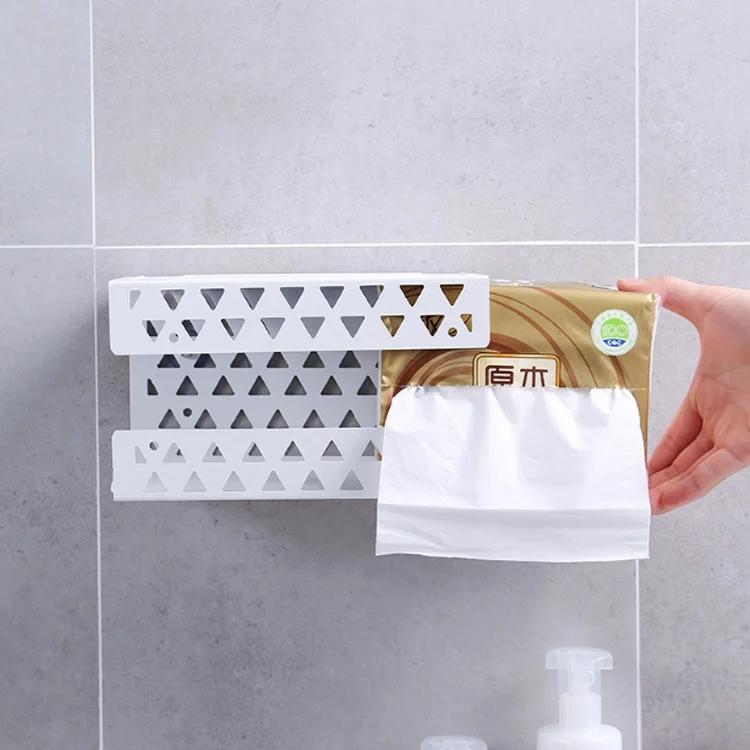 Hollow Toilet Paper Holder Storage Rack Creative Wall-mounted Wrought Iron Multi-function Punch-free