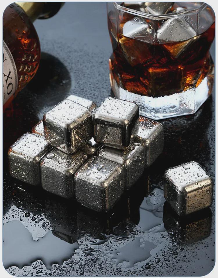 Stainless Steel Ice Cube Gift Set for Whiskey, Wine, and Beer