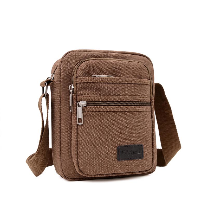 Men's Retro Fashion Canvas Crossbody Bag - Breathable, Solid Color Design
