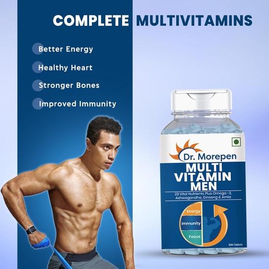DR. MOREPEN Multivitamins For Men With Omega 3 & Herbs | Energy & Immunity Booster Supplement - 120 Veg Tablets (Multivitamin Men & Testo Boost)
