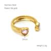 European-American 18k Gold Zircon Retro Open Ring for Women