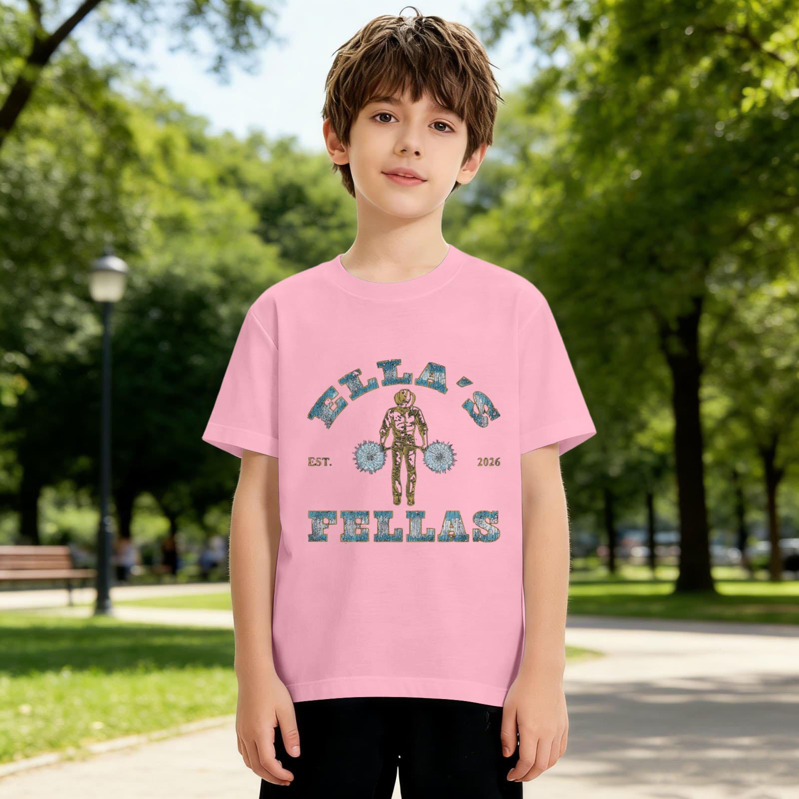 

Kids Casual Loose Fit Short Sleeve T Shirt Round Neck Graphic Print Comfortable Top for Boys and Girls Suitable for Everyday Wear 130 розовый