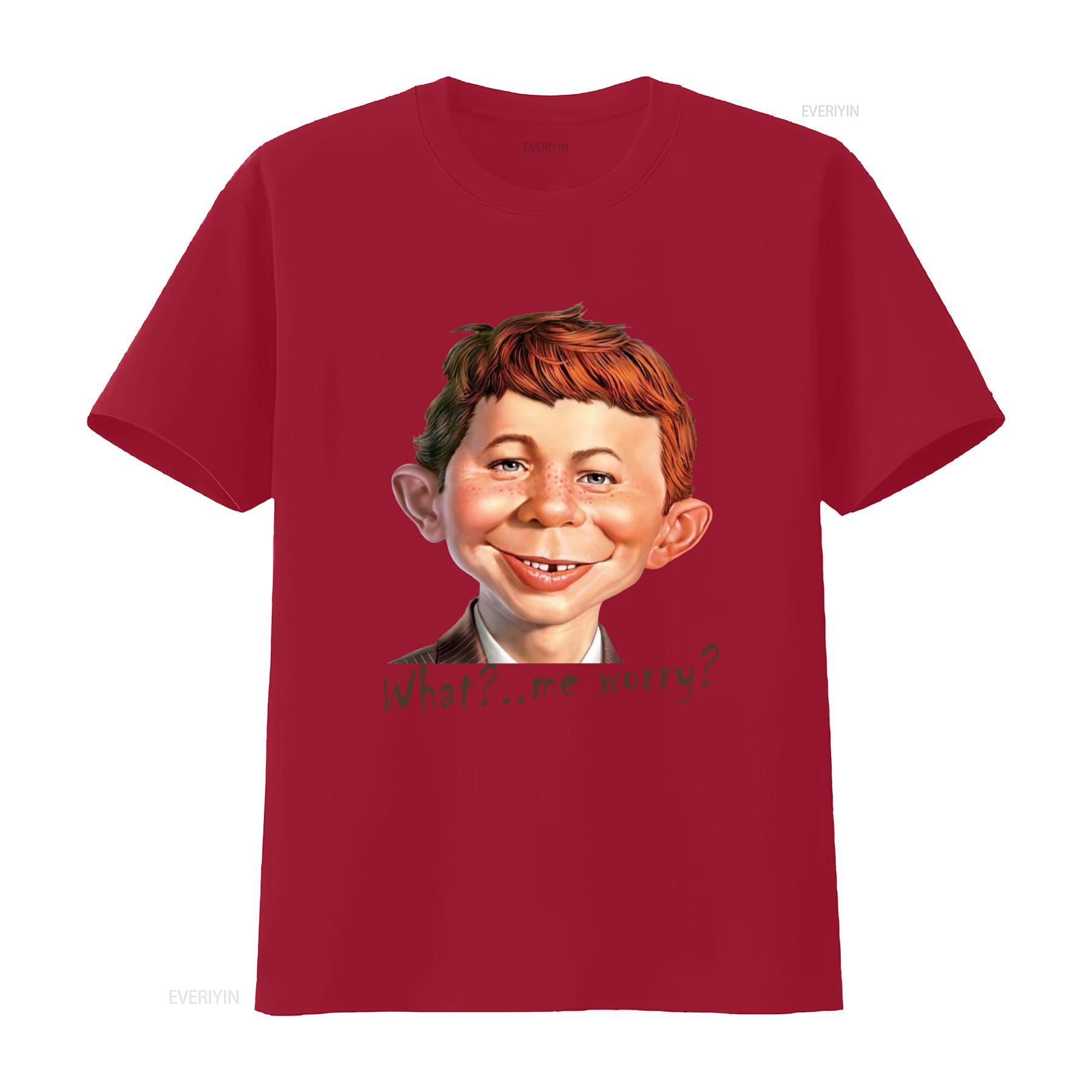 

MAD Alfred E Neuman What Me worry T shirt vintage Washed streetwear Stretched Versatile designer clothes Top For Everyday Wear S