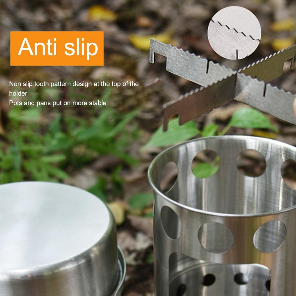 Non Slip Support Portable Camping Stove Stainless Steel Cooking Pot Set Camping