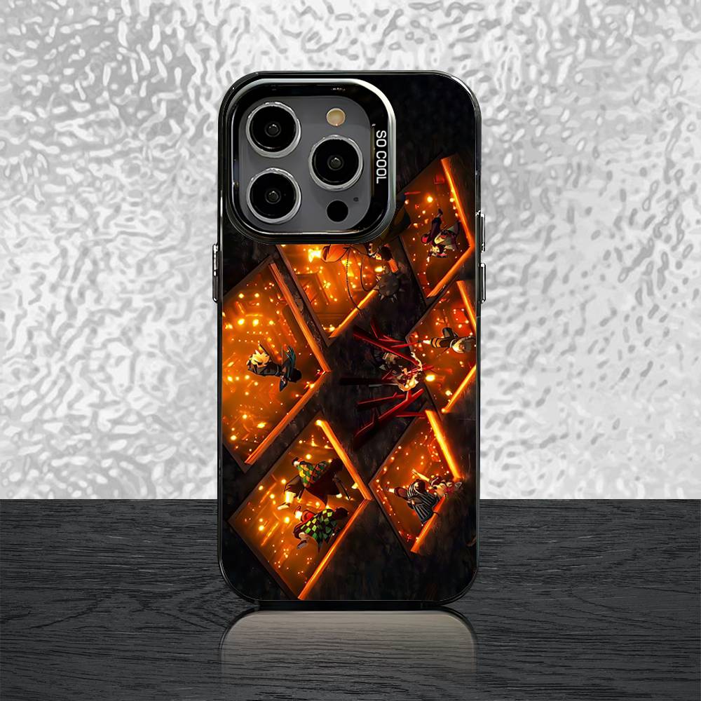 D-Demon S-Slayer Infinity Castle Case For iPhone 16,15,14,13,12,11,Pro,XS,Max,Plus,Mini,SE Black Candy Matte Shockproof Cover
