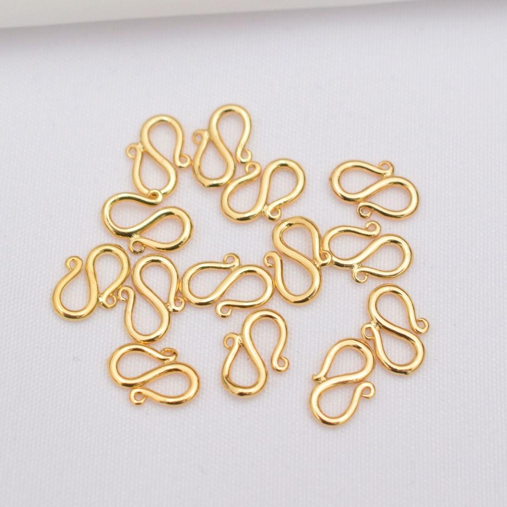 10pcs Non-Fading 24K Vacuum S Buckle W Buckle M Buckle Plus Ring Diy Jewelry Accessories Bracelet Necklace Anklet Connecting Buckle Copper Buckle