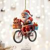 Santa Claus Ornament Christmas Tree Pendant Santa Ride Flat Bike Hanging Decoration DIY Xmas Tree Decor