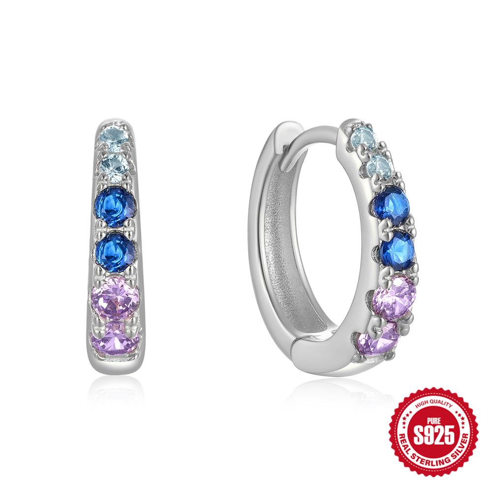 

Fashion Simple Wind S925 Sterling Silver Personality Size Gradual Change Diamond Design Earrings Earrings 925 Silver платиновый