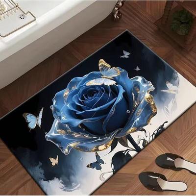 3D Rose Flower Quick-Dry Anti-Slip Bathroom Mat