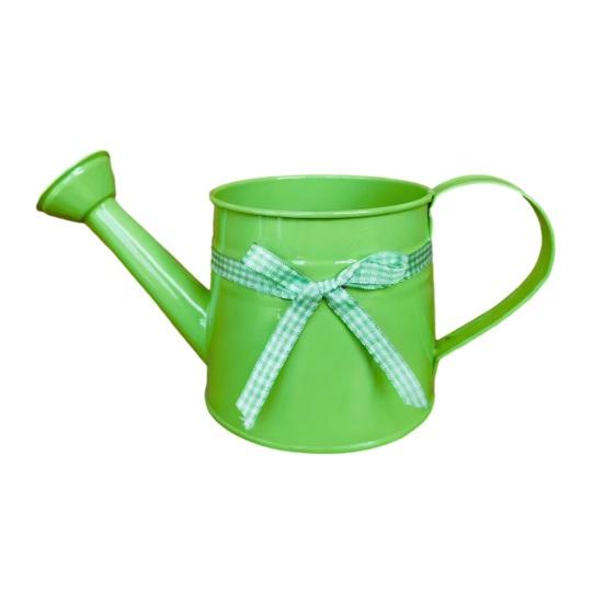 1L Mini-Gießkanne mit Schleifenverzierung Vintage Ergonomischer Griff Robuster Metall-Innen-Außen-Gartenpflanzen Blumen-Gießkanne