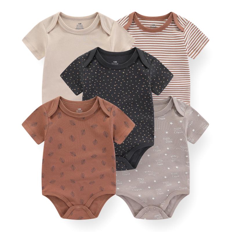 KIDDIEZOOM Pieces Baby Girls And Boys Bodysuit Short Sleeve Soft Cotton Baby Clothes 0-12 Months Newborn Cartoon Jumpsuit Clothing