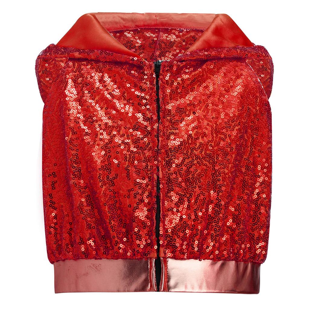 Sparkling Sequins Hip-Hop Jazz Top: Sleeveless Backless Hooded Crop Top with Front Zipper for Stage Dance Costume