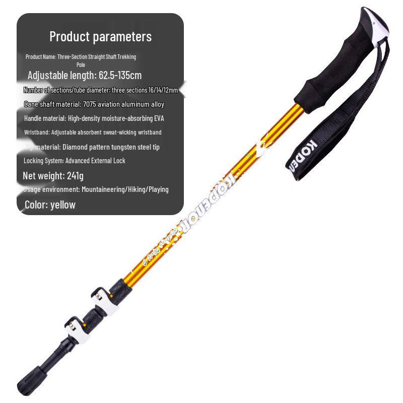

High-Quality 7075 Aluminum Foldable Trekking Pole: Lightweight, Straight Grip, External Lock, for Hiking, Skiing, and Climbing.