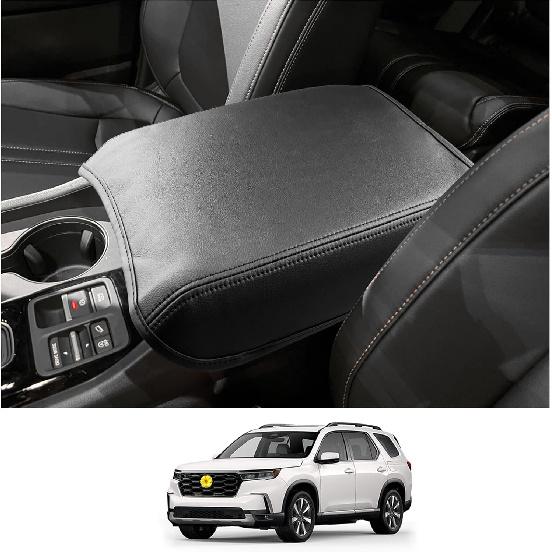 CDEFG Center Console Cover for 2023 2024 2025 Honda Pilot/2024-2026 Honda Ridgeline Passport Armrest Cover Center Console Pad Arm Rest Cushion Pilot Leather