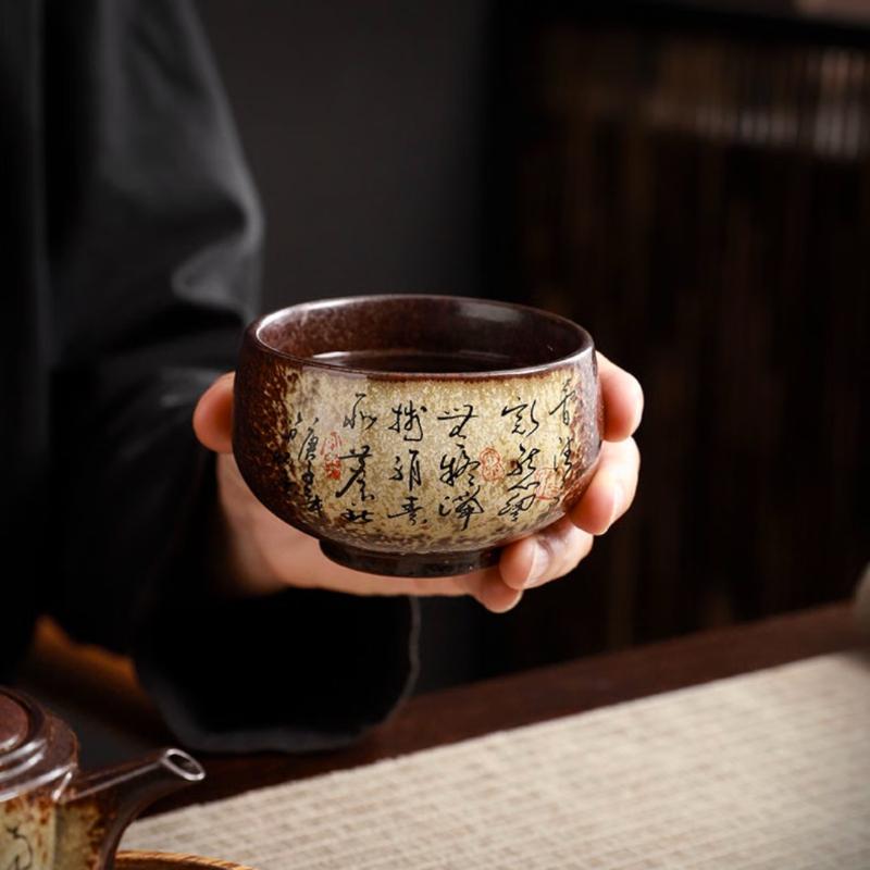 Original Ore Retro Master Rough Pottery Tea Cup Kiln Renovation Tea Cup Large Single Pottery Household Kung Fu Tea Set singleCup