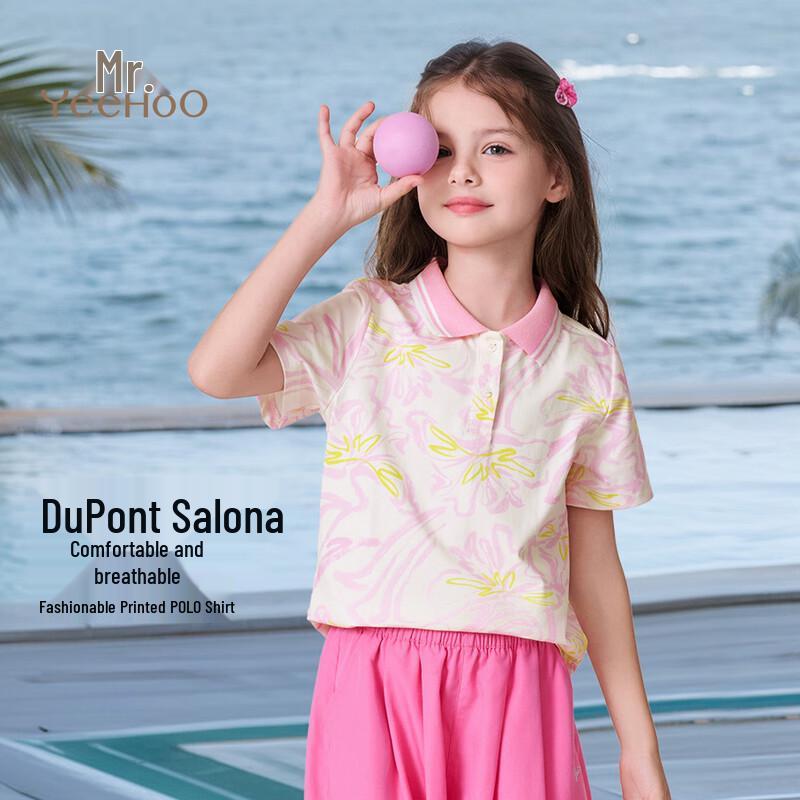 YEEHOO Girls  Short Sleeve Polo T-shirt 120 розовый