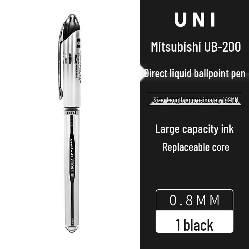 UNI Mitsubishi UB200 Neutral Direct-Liquid Rollerball Pen 0.8mm - Ideal for Business Signatures and Office Writing. 0.8mm чёрный