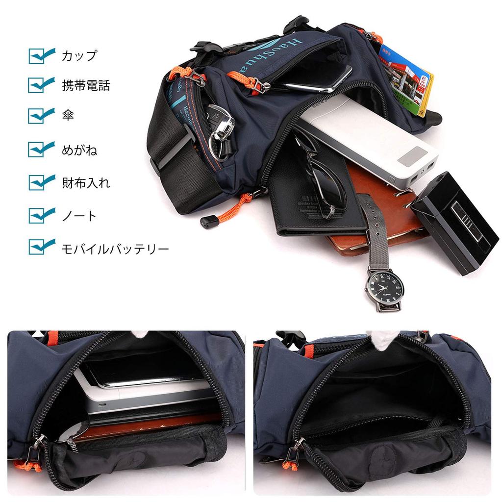 FANDARE Riñonera de Gran Capacidad con Agujero para Auriculares y Llavero Multifuncional para Motocicleta y Exteriores Bolso Negro, Gancho para Hombre, Running,