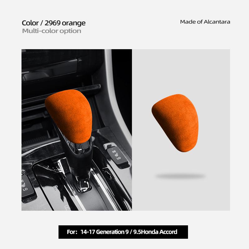 For Honda Accord 9/9.5 Alcantara Suede Gear Shifter Gear Protector Head Cover Car Gear Head Shift Knob Handle Cover Trim Sticker
