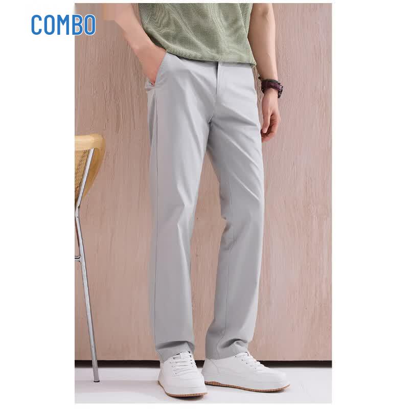 Men's Cotton Linen Blend Straight-Leg Trousers