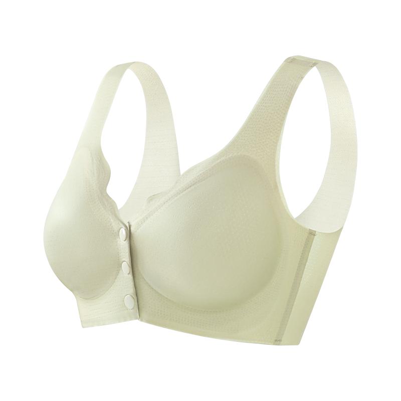 Girls' Underwear Front Button Bra Without Steel Ring Gathering Anti Sagging Mom Underwear Middle-aged Mom Style Front Opening Button