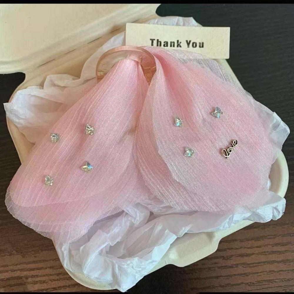 Sweet Butterfly Petals Hair Claw Korean Style Women Hairgrips Rhinestone Mesh Shark Clip  Daily