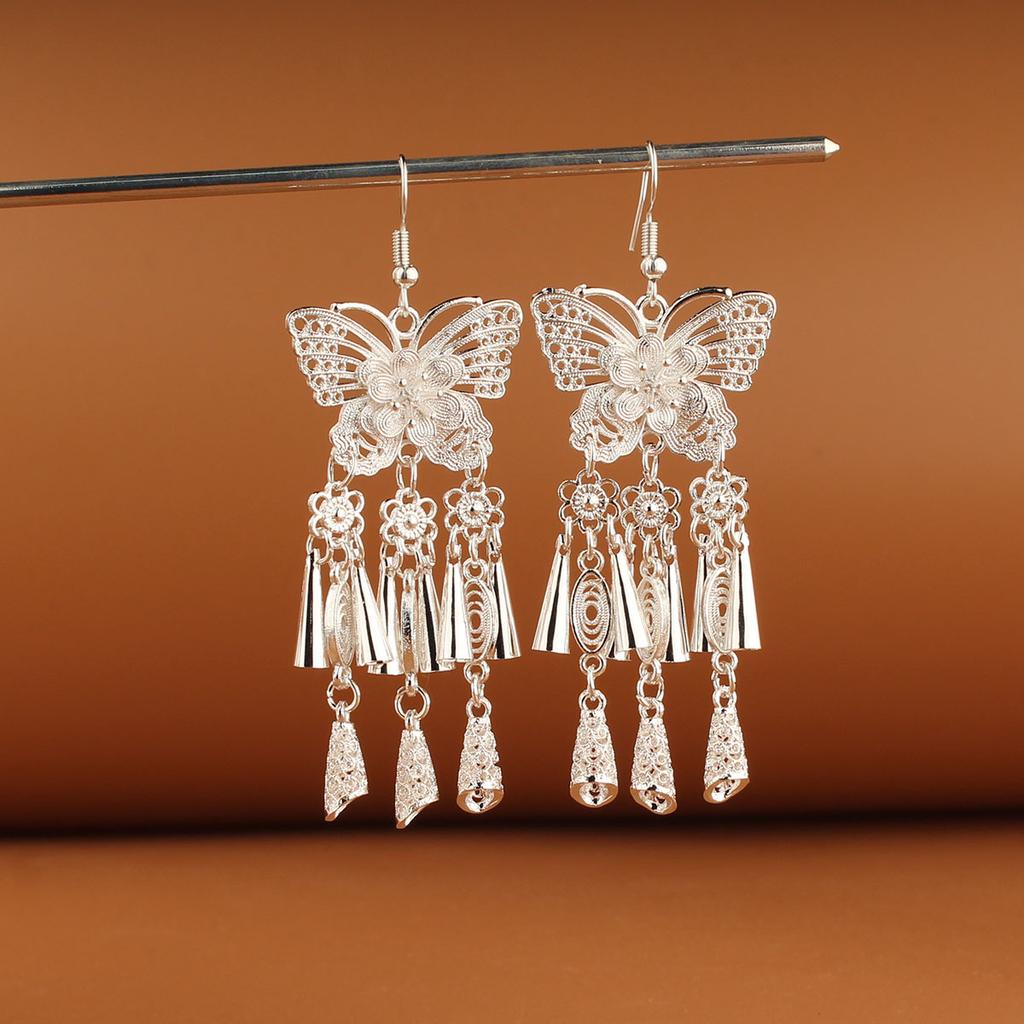 Turquoise Earrings Bohemian Drop Ear Earrings with Tassels, Geometric Alloy, Retro Style, Boastful Ear Accessories