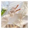 Ice Silk Arm Cover Sun Protection Pleated Puff Bubble Sleeves Women Summer Accessories Beige