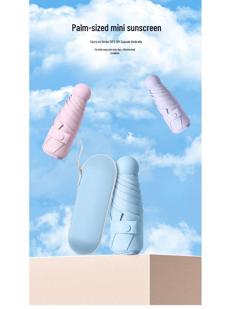 Ultralight Five-Fold UV Protection Compact Umbrella for Sun & Rain