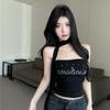#Summer New Pure Desire One-word Circumference Letter Hot Diamond Scarf Tube Top Slim Fit Fixed with Chest Pad Versatile Top